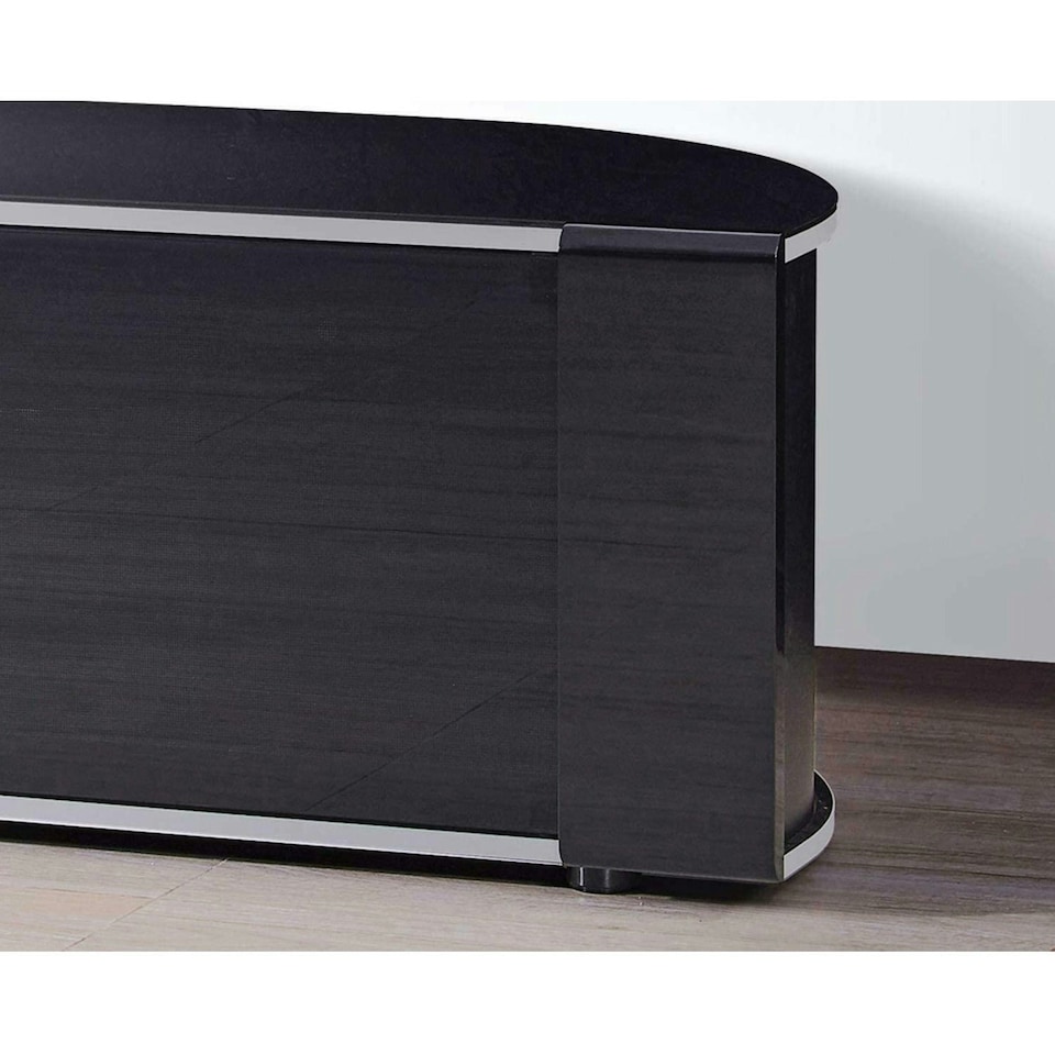 image 1 of MDA Designs Sirius 1600 Cabinet with BeamThru Remote-Friendly Gloss Black with Black Trims for Flat Screen TVs up to 65" with Mounting Arm Black