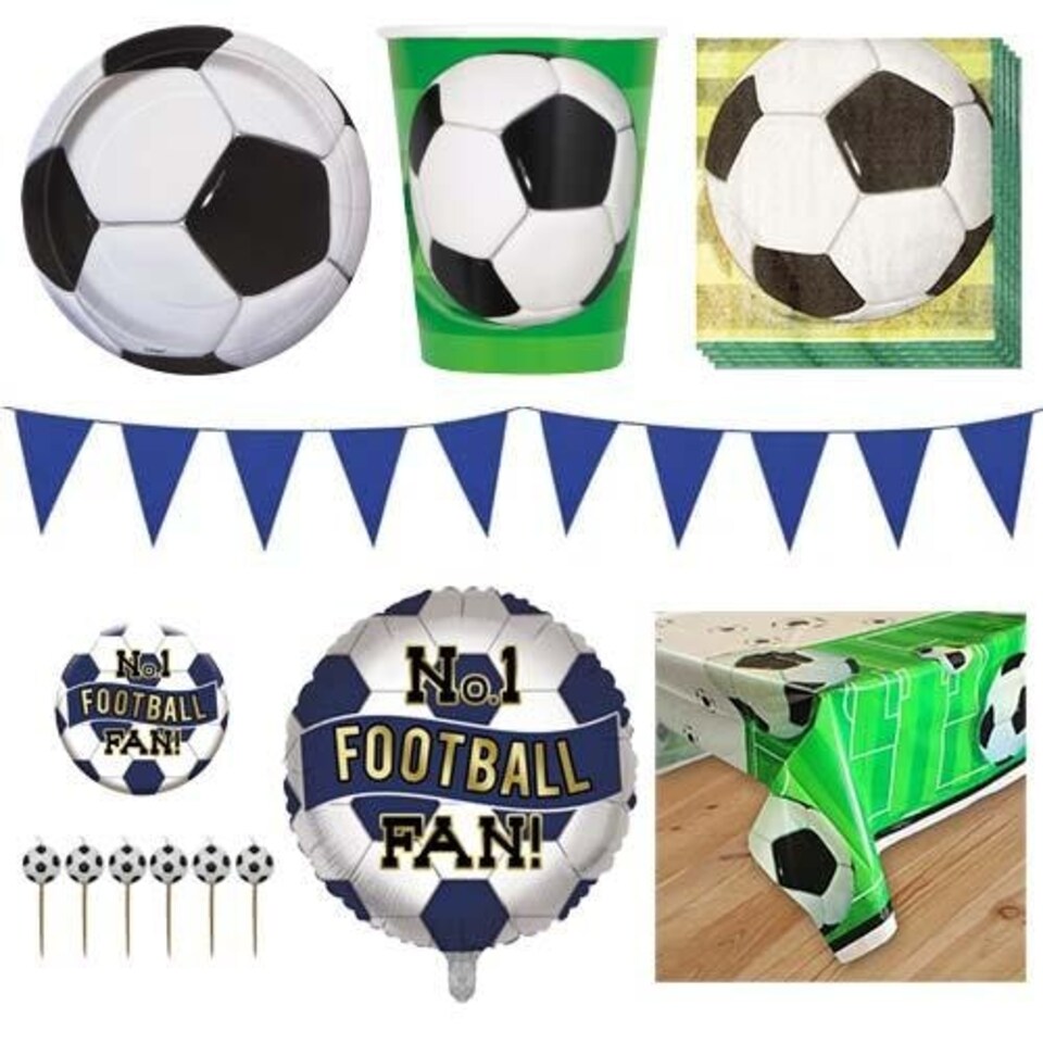 Navy Blue & White Football 8 Person Deluxe Party Pack