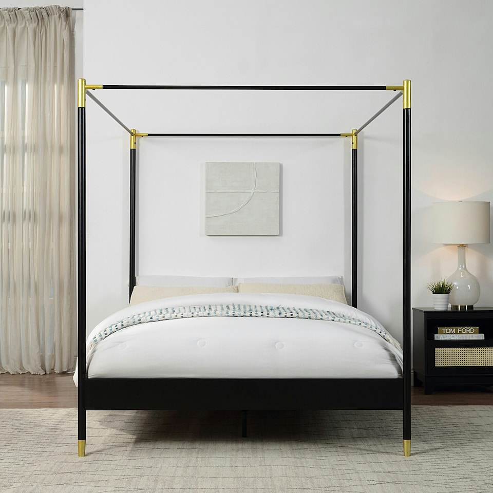 image 1 of Codicote Modern 4 Poster Black Metal Bed Frame (Small Double)