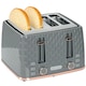 image 1 of HOMCOM Toaster with 4 Slot, 7 Browning Levels, 1600W, Grey Honeycomb Grey | Pink accents | 29.3L x 27.6W x 18.9H cm