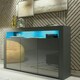 image 7 of Sideboard 155cm Grey Gloss Doors Grey Matt Body Free LED Display Unit Grey