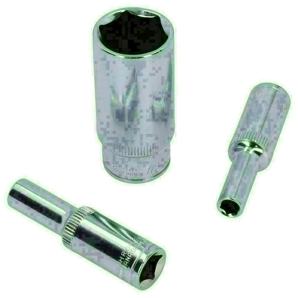 image 1 of 12pc Imperial SAE AF 1/4" - 7/8" Sockets 6 Point On Rail Deep 3/8" dr AT939