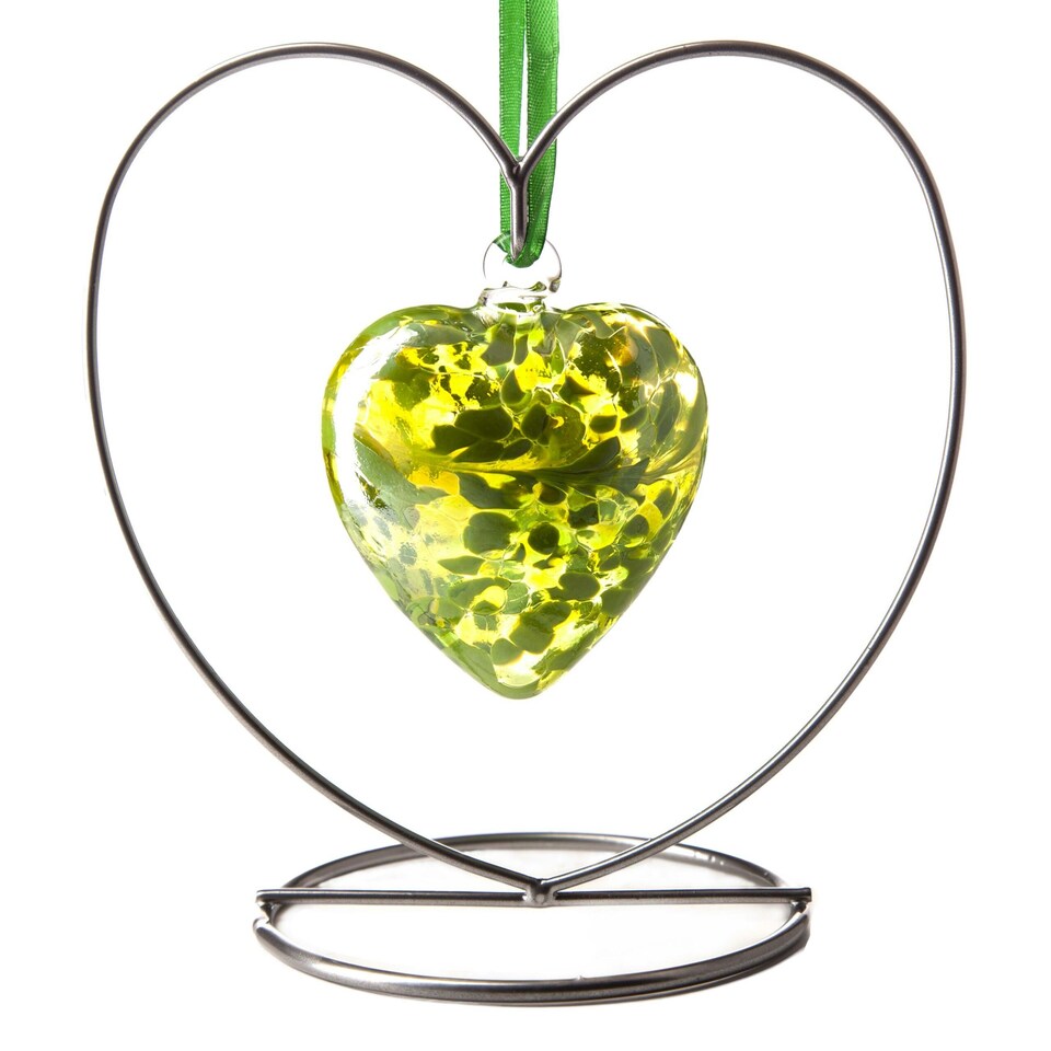 image 1 of Amelia Art Glass Hanging Friendship Birthstone Heart Ornament August