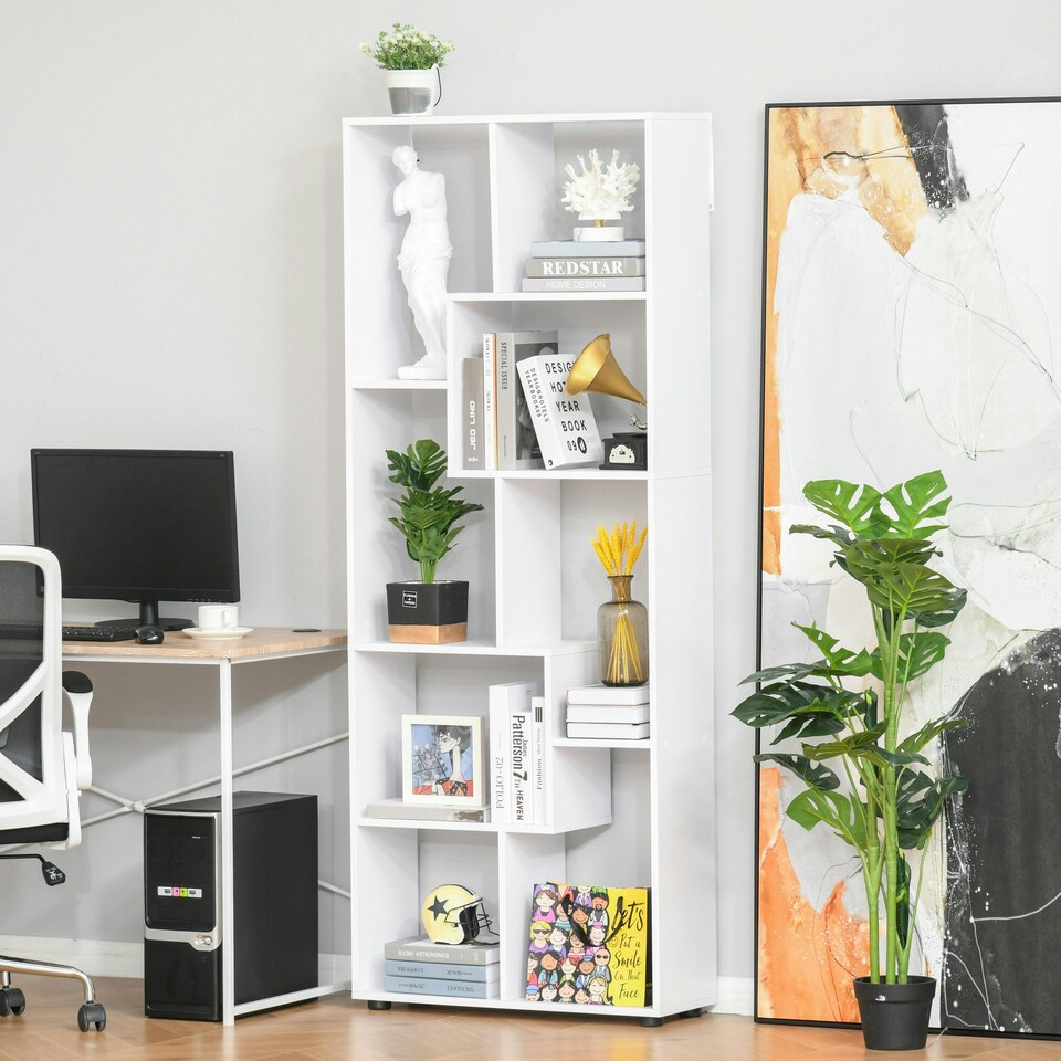 image 1 of HOMCOM Multipurpose 8-Grid Bookshelf Decorative Shelf, Bathroom, Kitchen White