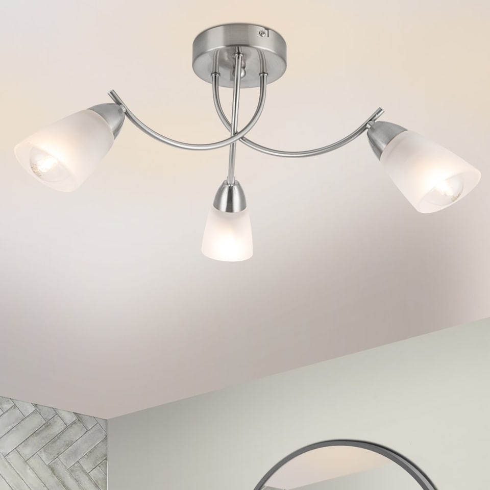 image 1 of COSYLYTE Hallie Bathroom Light 3 Classic Glass Ceiling Light - Brushed Nickel | Silver | Brushed Nickel | 1