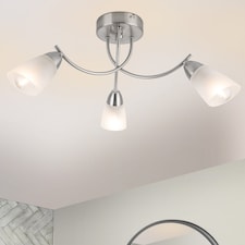 COSYLYTE Hallie Bathroom Light 3 Classic Glass Ceiling Light - Brushed Nickel | Silver | Brushed Nickel | 1