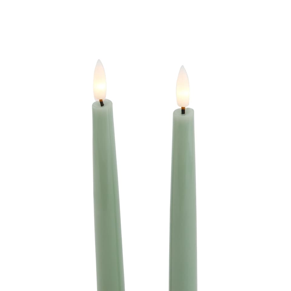 image 1 of S/2 Sage LED Wax Dinner Candles