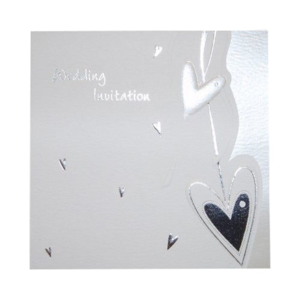image 1 of Pack of 5 Luxury White Wedding Invitations with Hearts & Pearlised Edge