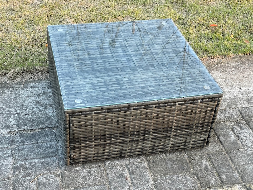 image 1 of Fimous 8 Seater Outdoor Rattan Garden Furniture Set Conservatory Patio Sofa Coffee Table Set with 2 Big Footstool Dark Grey Mixed