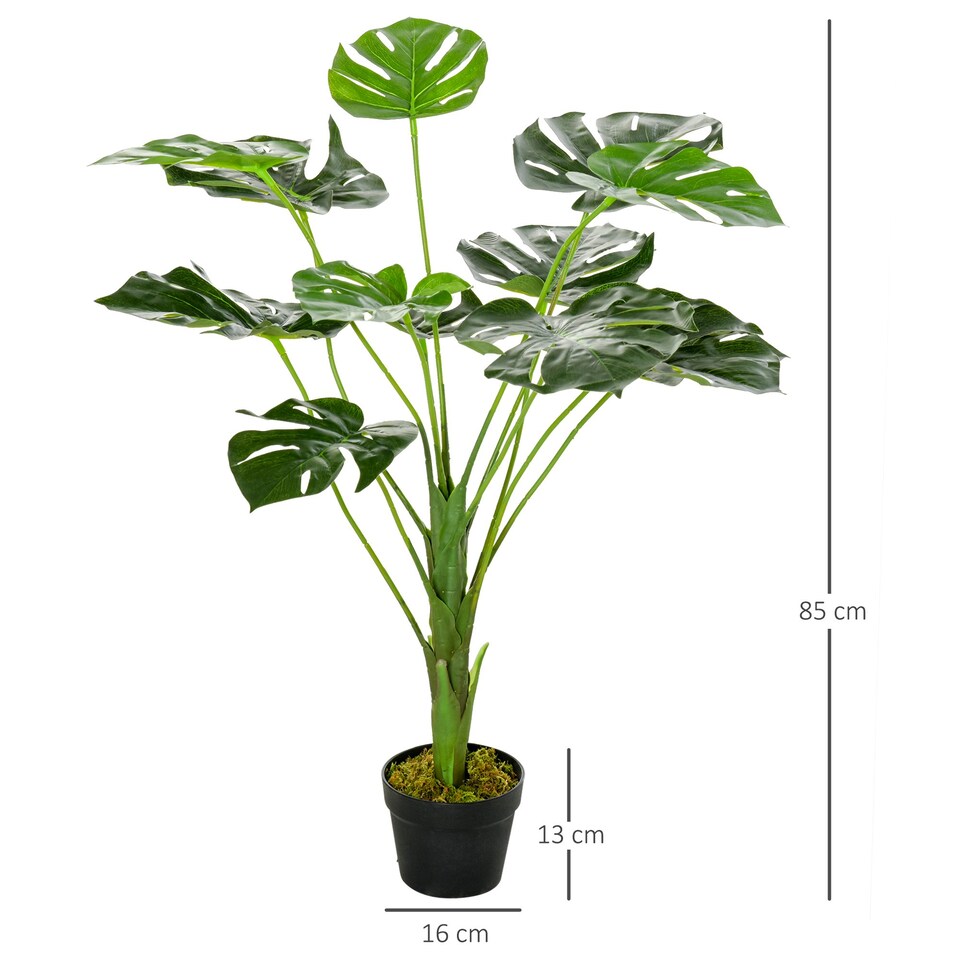 image 1 of Outsunny 85cm Artificial Monstera Tree Fake Plant in Pot Indoor Décor