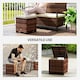 image 7 of Outsunny Set of 2 Rattan Footstool, Storage Ottoman w/ Cushions, Beige Cream