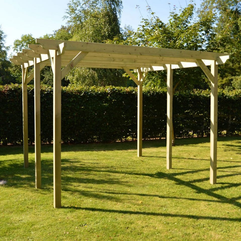 image 1 of Garden Pergola 6 Posts - Wood - L360 x W420 x H270 cm - Light Green