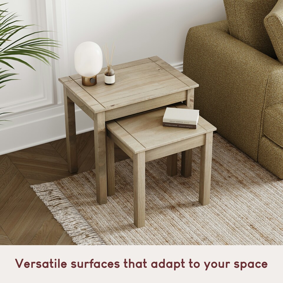 image 1 of Vida Designs Panama Set of 2 Nest of Tables Sofa Side End Table, Solid Pine Wood