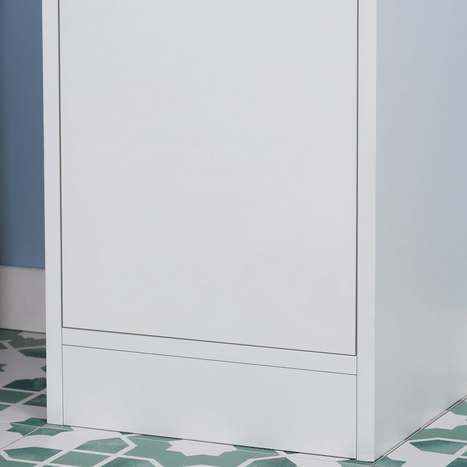 image 1 of kleankin Tall Bathroom Storage Cabinet with Mirror, Narrow Bathroom Unit, Freestanding Bathroom Cupboard with Adjustable Shelves and 2 Doors, White