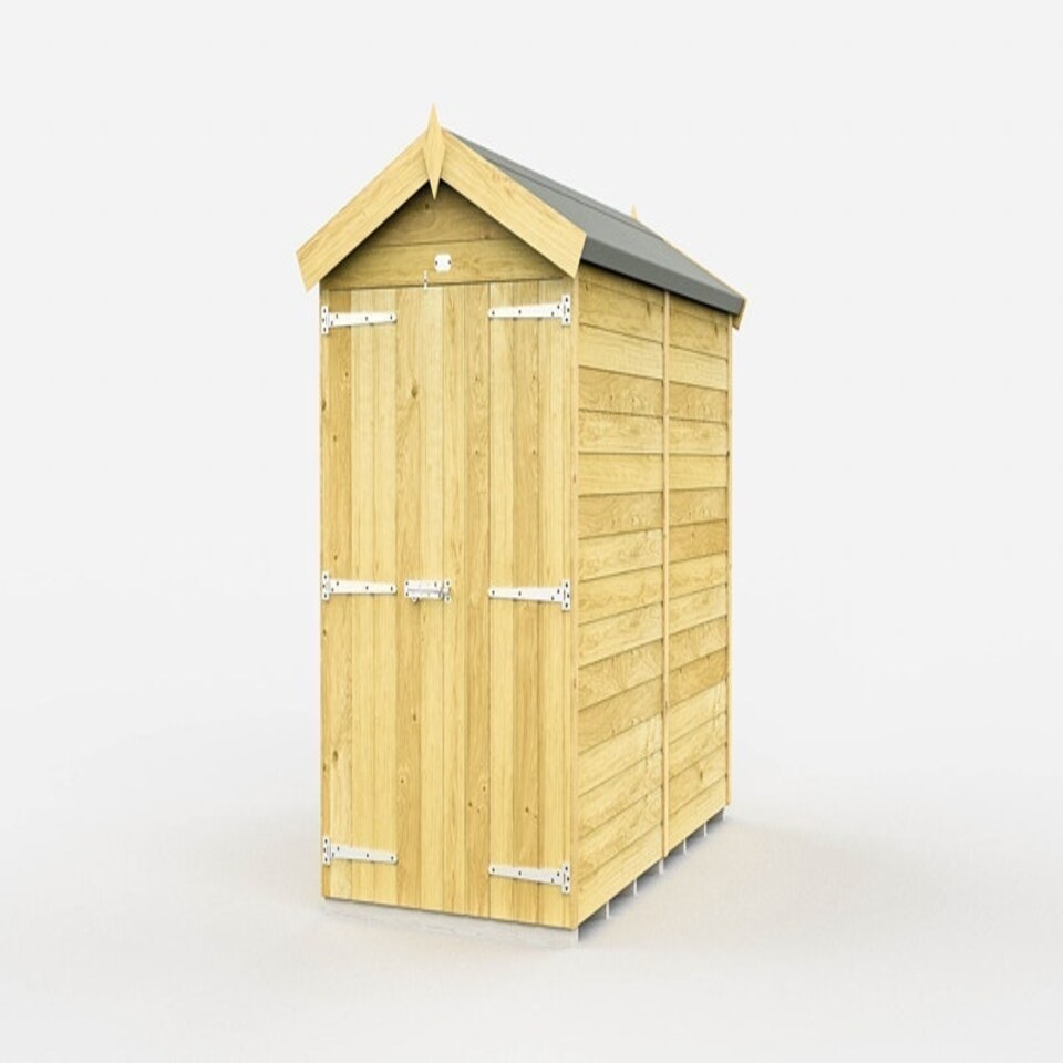 image 1 of 4 x 7 Feet Apex Shed - Double Door Without Windows - Wood - L214 x W118 x H217 cm Brown