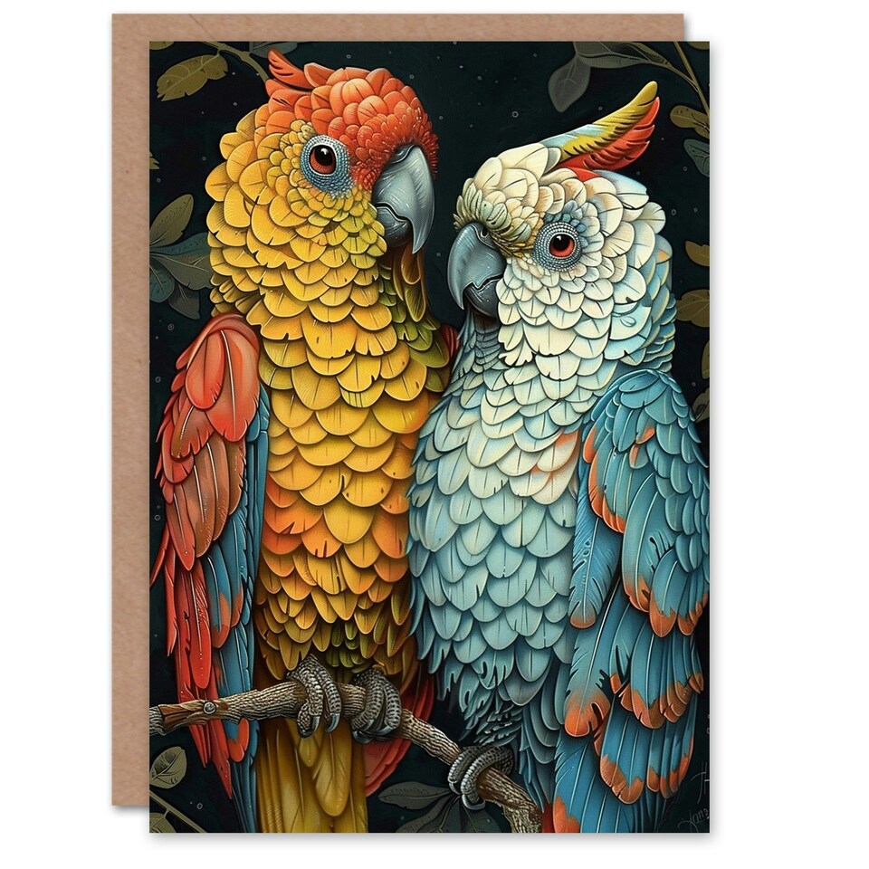 image 1 of Macaw Birds Stylised Arty Occasion Parrot Birthday Card