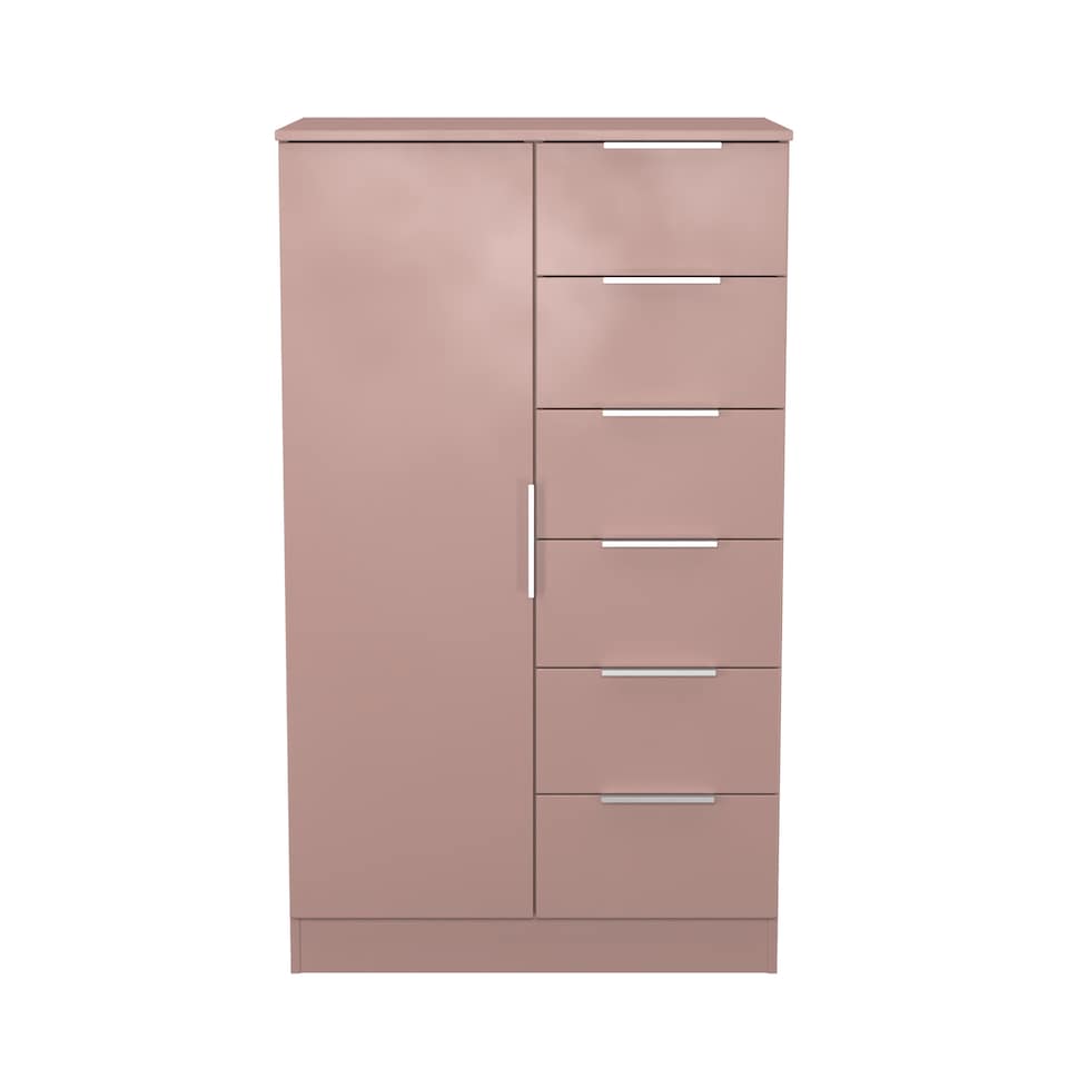 image 1 of Dover 5 Drawer 1 Door Childrens Wardrobe in Kobe Pink (Ready Assembled) | Pink | Kobe Pink
