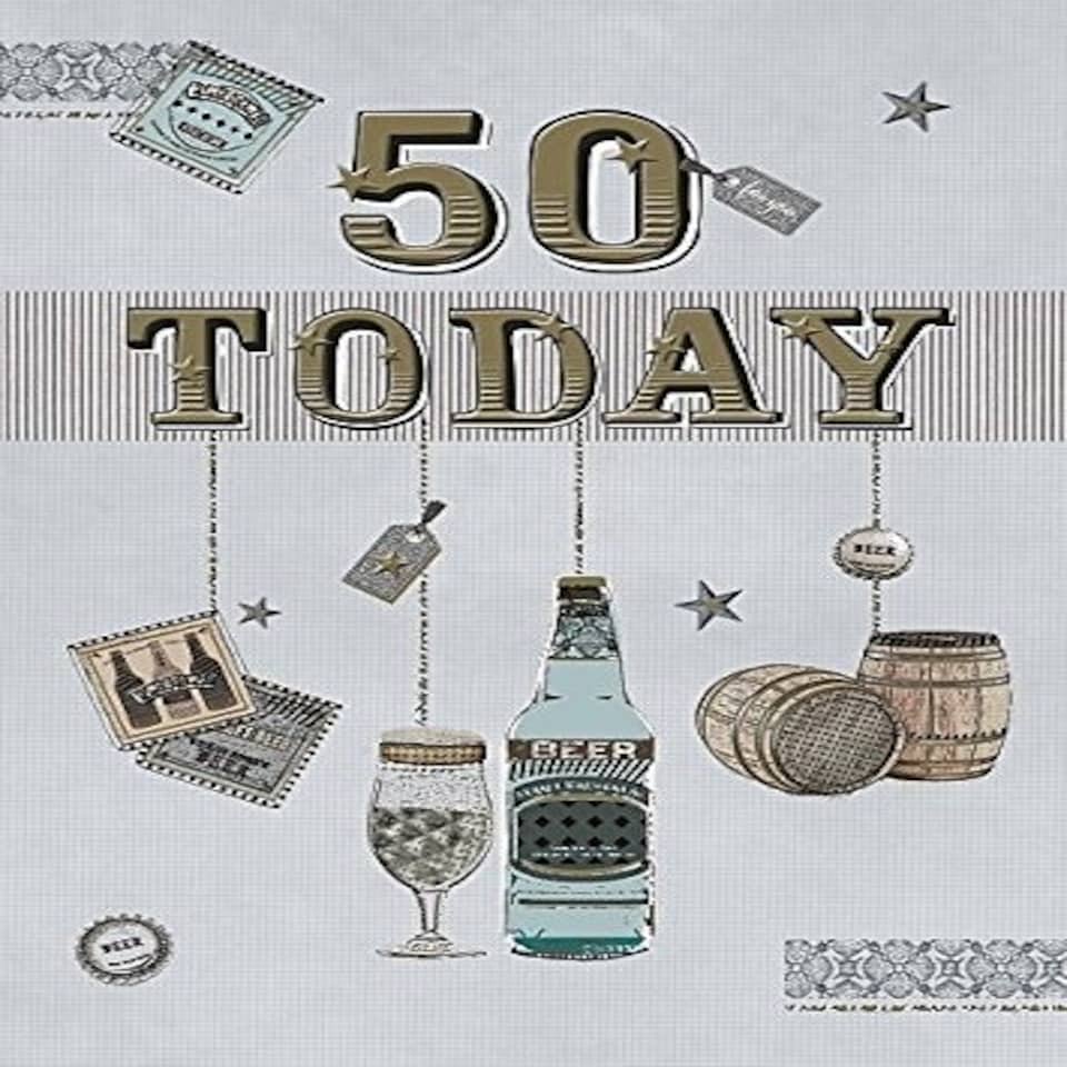 image 1 of 50 TODAY BIRTHDAY CARD BLUE & GOLD MALE BIRTHDAY CARD H876