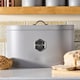 image 2 of Cooks Professional Bread Bin - Metal Food Storage Cannister with Nameplate | Grey | Grey & Silver