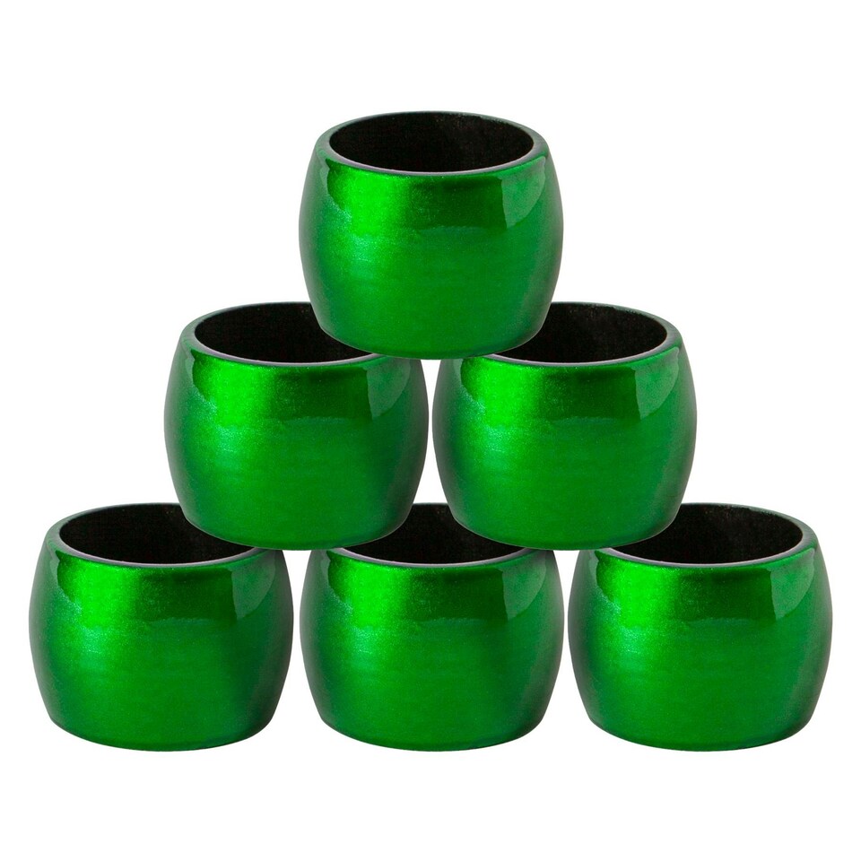image 1 of Argon Tableware Metallic Napkin Rings - 4.5cm - Green - Pack of 6 Green