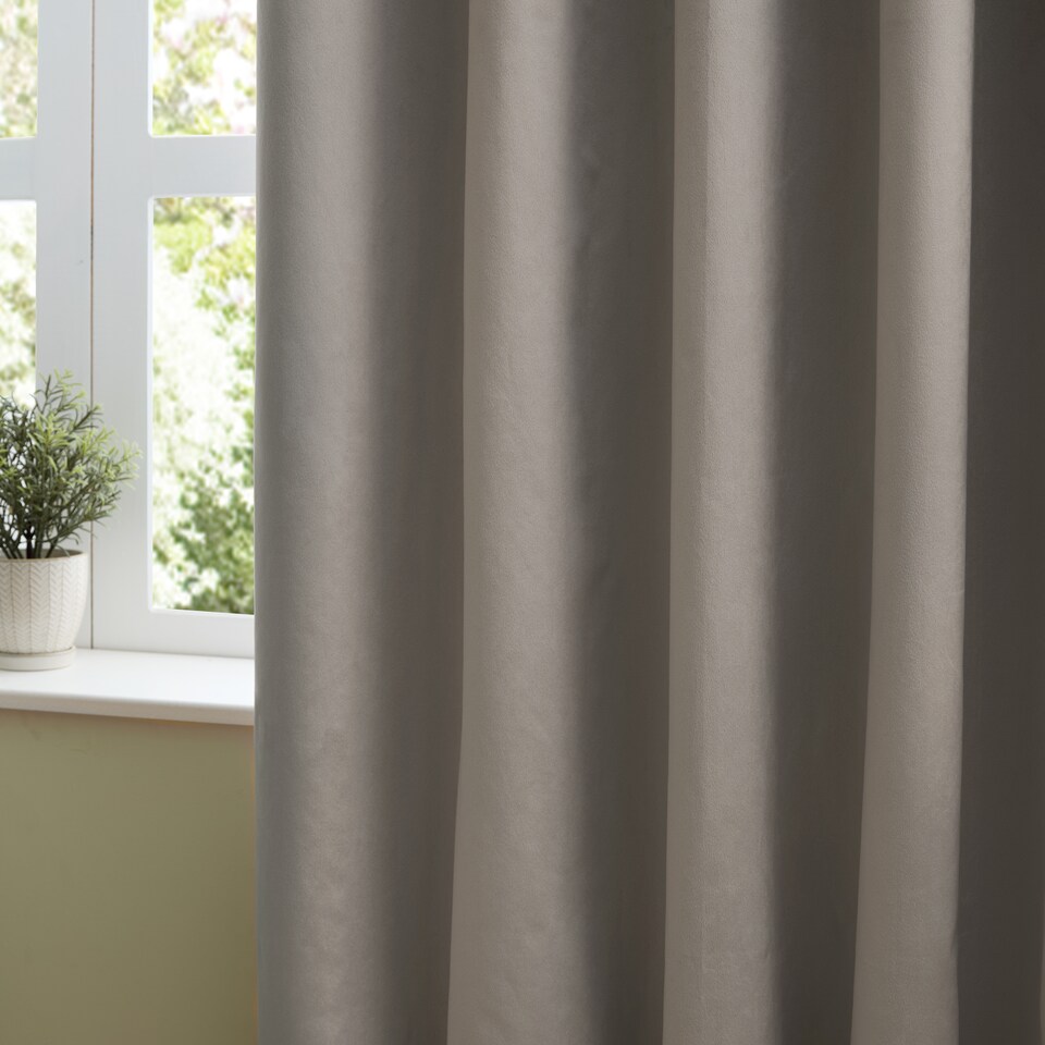image 1 of furn. The Ultimate Velvet Room Darkening Pencil Pleat Curtain Pair, Silver, (W)229x (D)137cm | Silver | Silver | One Size