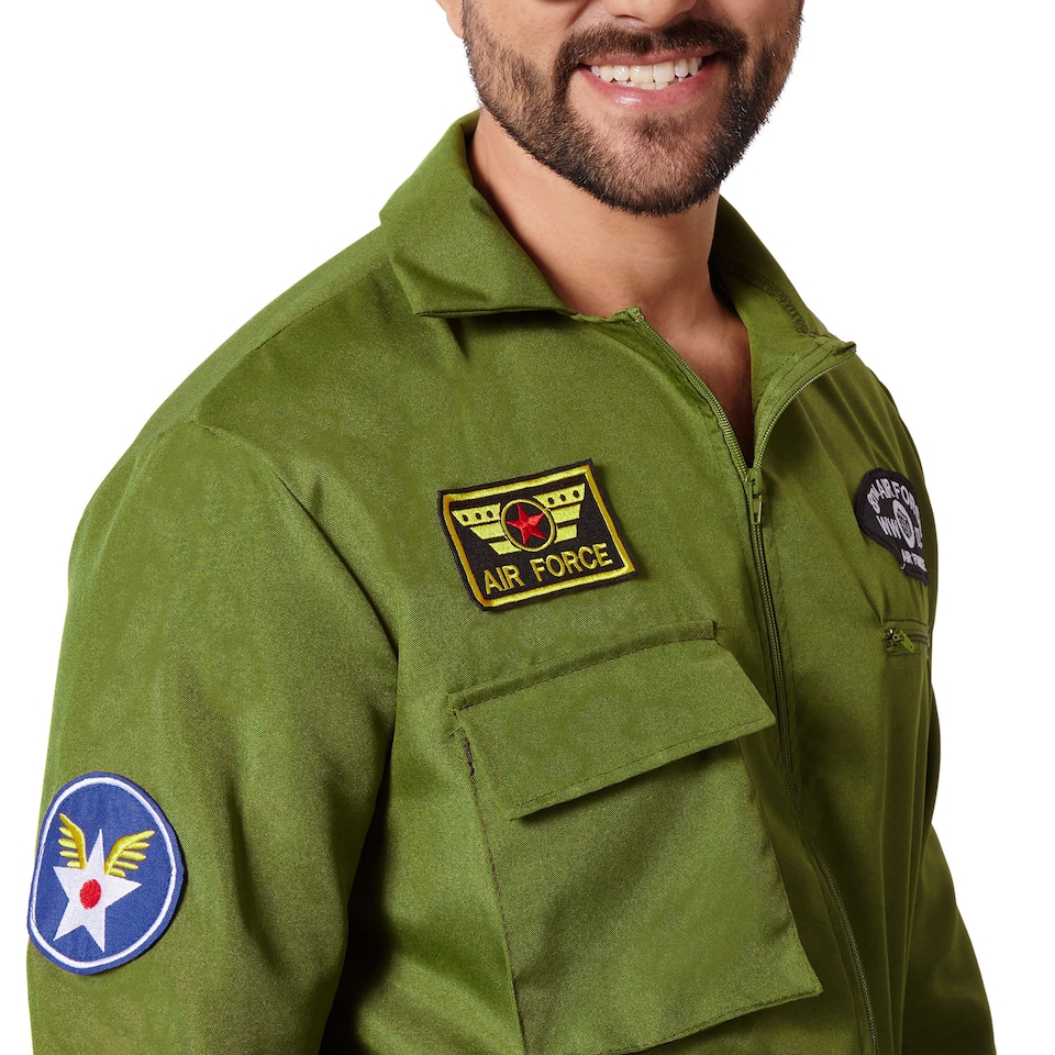 image 1 of Mens Fancy Dress Costume - Air Force Pilot | Green | green | 2XL | 1