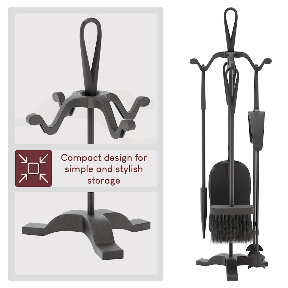 image 1 of Fire Vida 5 Piece Buxton Companion Set Fireside Fireplace Accessory, Black