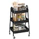 image 1 of HOMCOM 3-Tier Storage Trolley on Wheels, Rolling Utility Cart with Handles, Mobile Kitchen Storage Cart for Living Room, Dining Room, Bedroom, Bathroom, Black