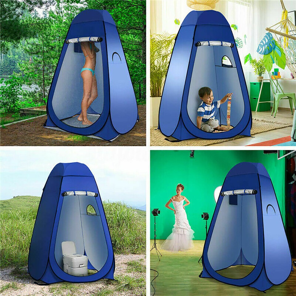 image 1 of Portable Pop Up Toilet Tent Instant Foldable Camping Privacy Shower Changing Tent - Blue