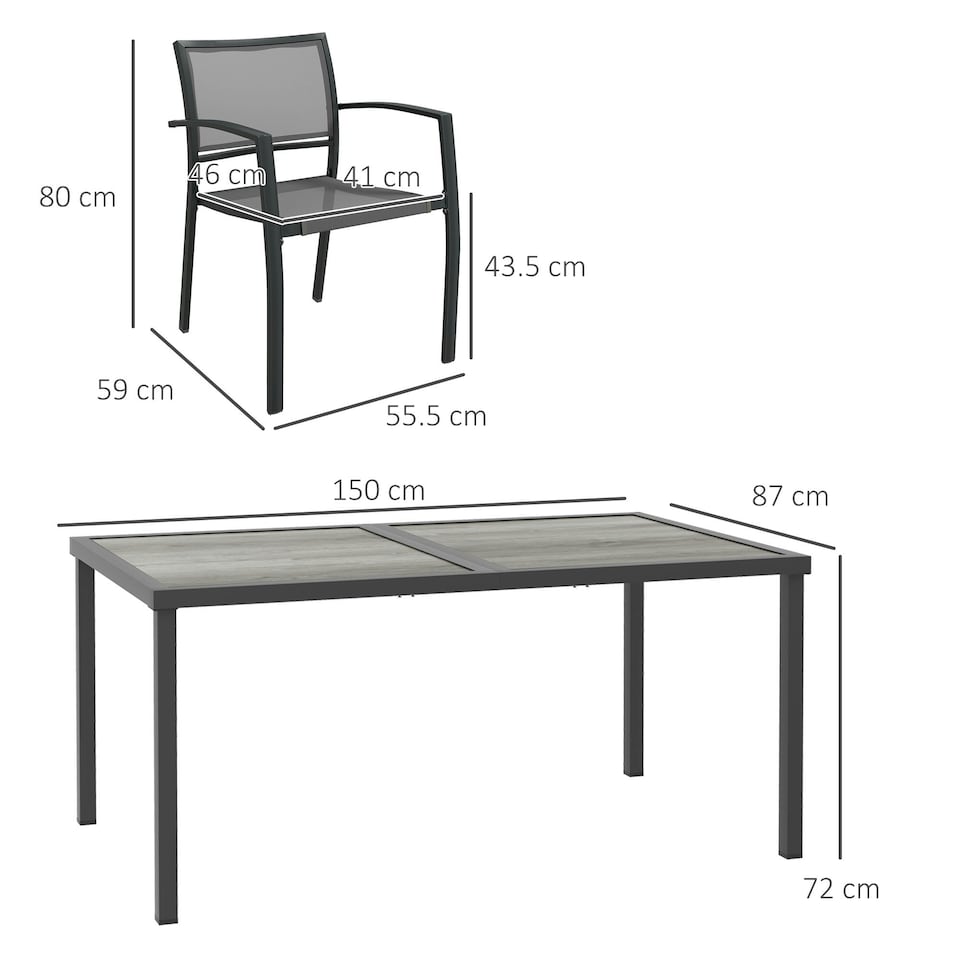 image 1 of Outsunny 7 Pieces Patio Dining Set with 6 Stackable Chairs for Poolside