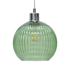 Betchley - Green Ribbed Glass Globe Easy Fit Pendant Shade | Green | Medium | 1