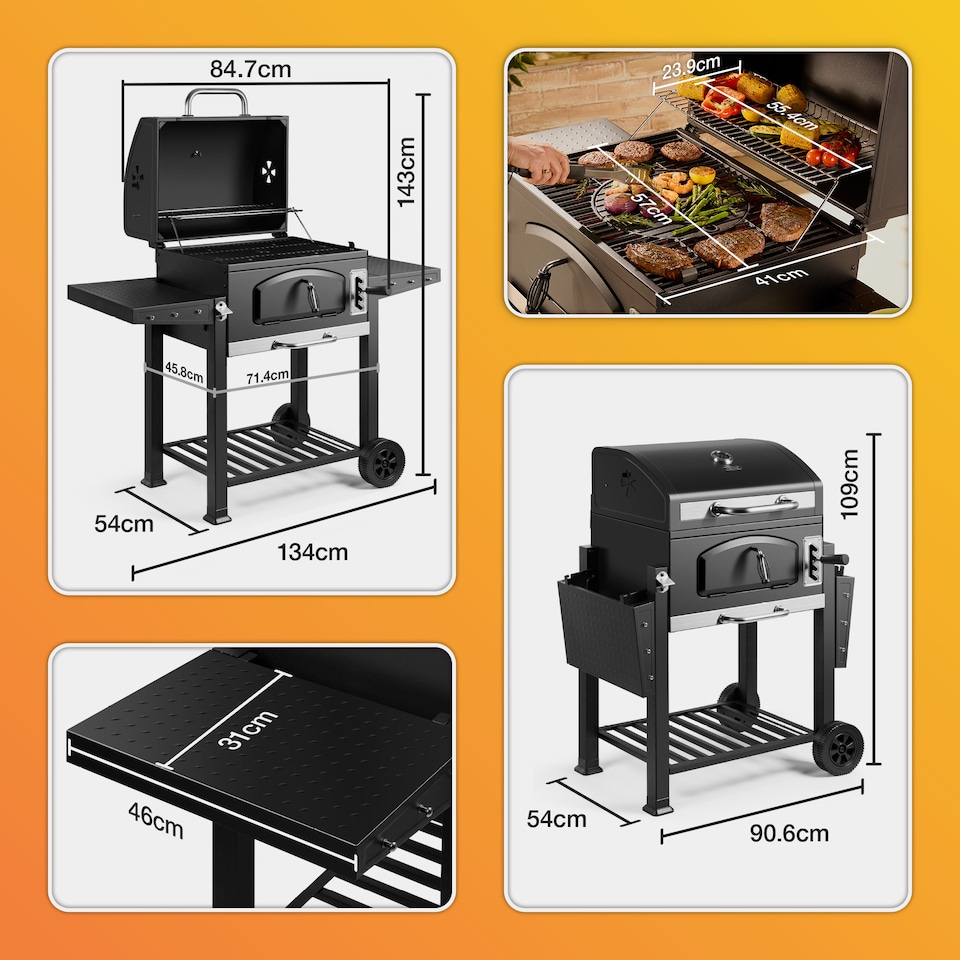 image 1 of VonHaus Charcoal BBQ with Accessories, XL American Barbecue