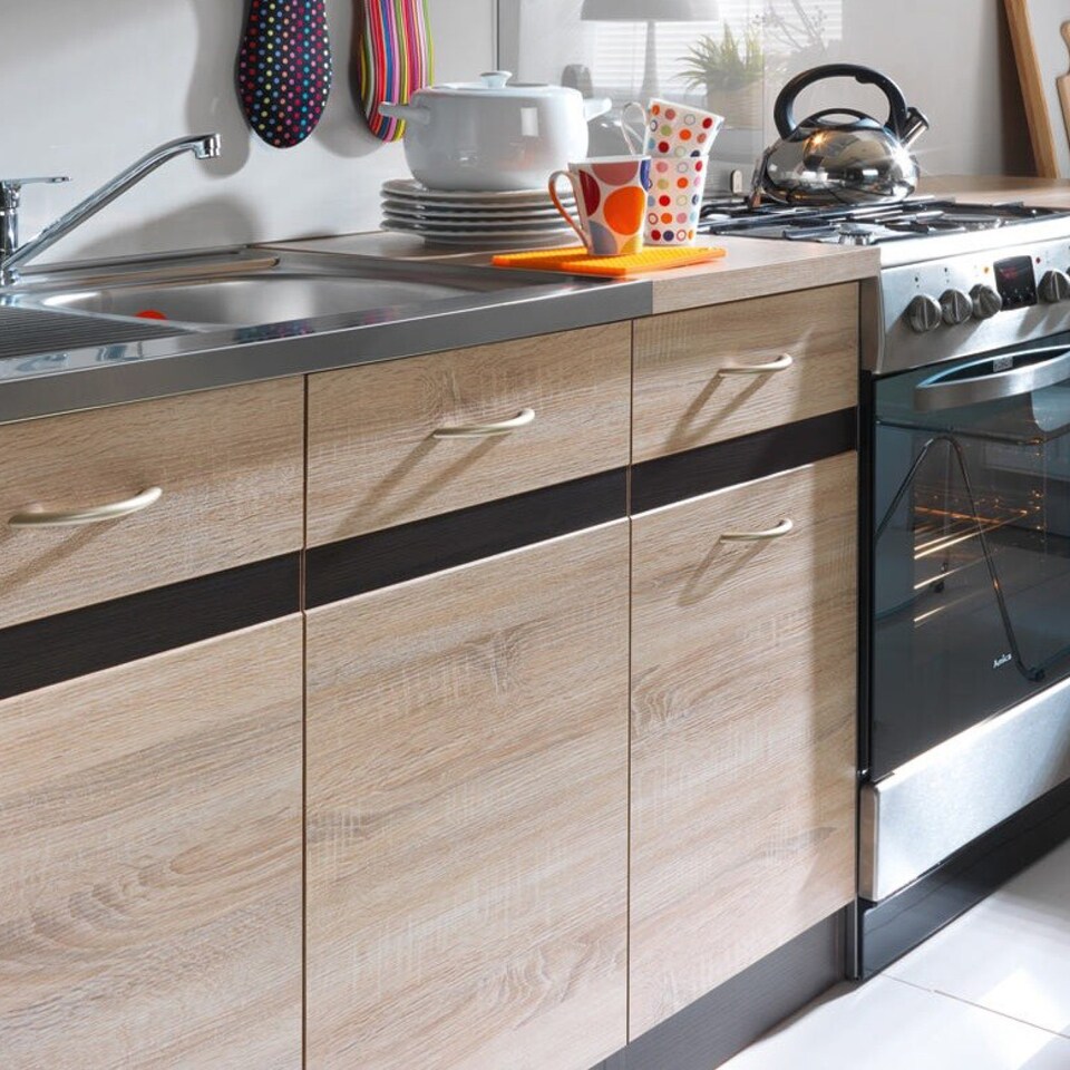 image 1 of Junona Kitchen Under Sink Cabinet Unit - Sonoma Oak W800xH820mm