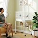 image 2 of PawHut Bird Cage with Divider, 4 Wooden Perches, Slide Out Tray, White