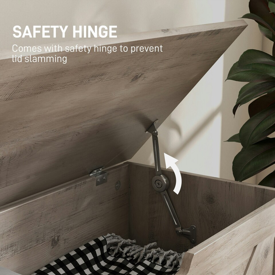 image 1 of HOMCOM Storage Trunk for Living Room, with Safety Hinges, 80cm, Grey