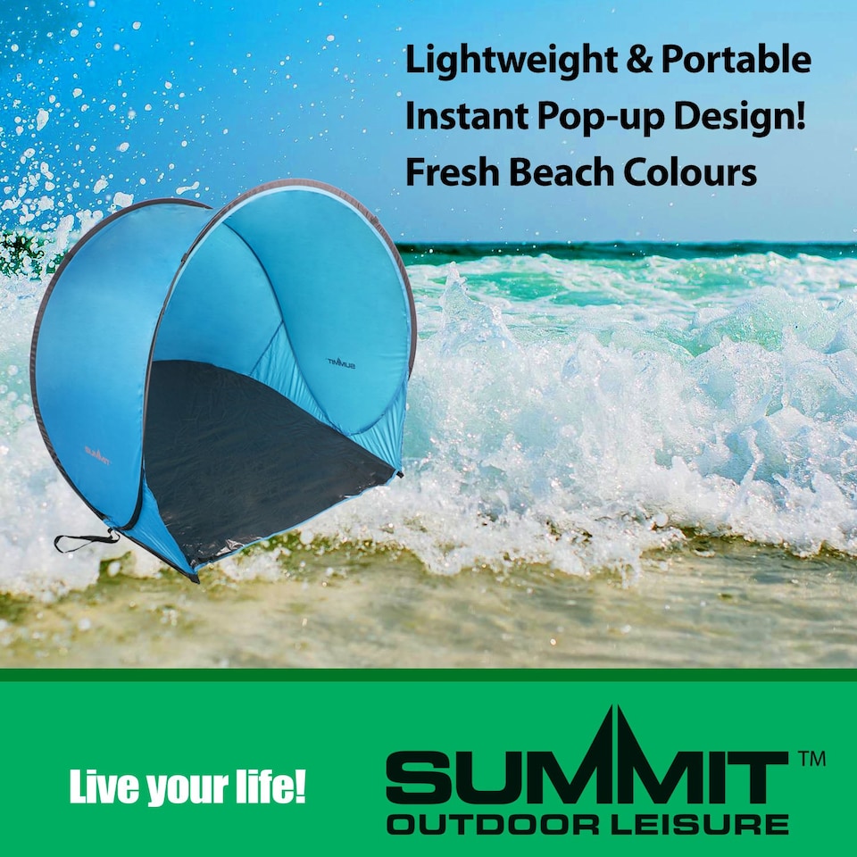 image 1 of VFM e-Store Blue Pop-Up Beach Shelter - SPF 50 Portable Sun Shade