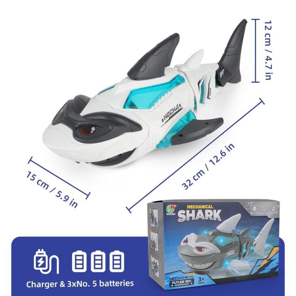 image 1 of Electric Crawling Shark Toy for Toddlers with Lights, Music, and Obstacle Avoidance