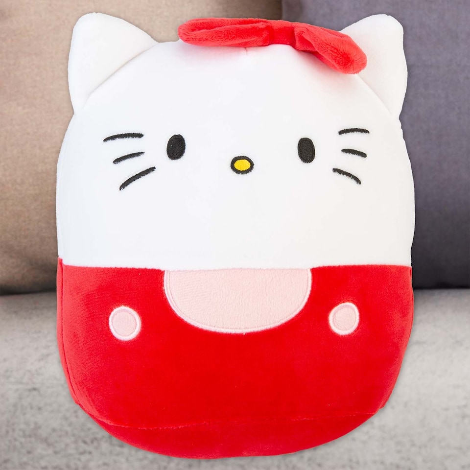 image 1 of PMS Hello Kitty Oval Cushion Plush Red and White Theme - 22cm x 16cm