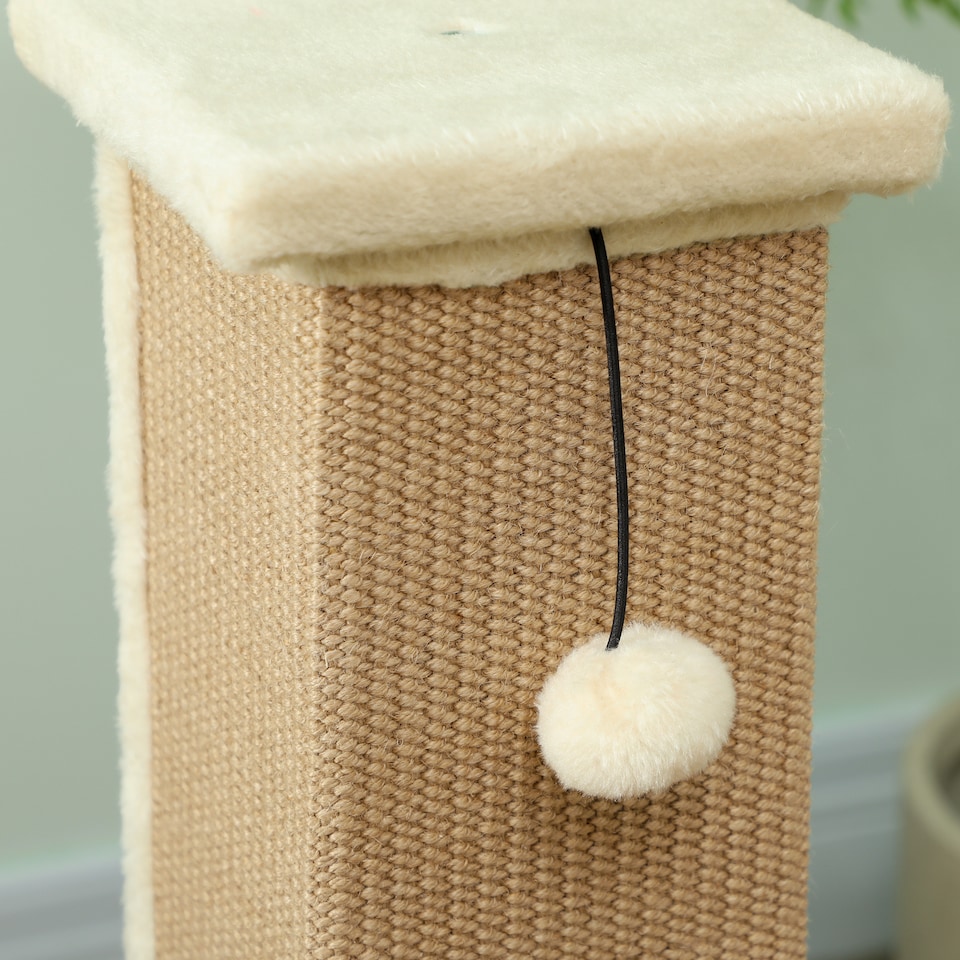 image 1 of PawHut Cat Scratching Post with Vertical Sisal Rope Ball Plush, 81cm