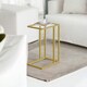 image 3 of Set of 2 Tempered Glass Sofa Side Table Gold