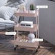 image 7 of HOMCOM 3 Tier Rolling Utility Cart with 3 Mesh Basket, Pink