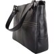 image 3 of Large Genuine Soft Leather Shoulder Contrast Stitch Handbag Black | Black