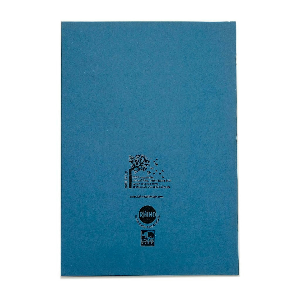 image 1 of Pack of 10 Rhino A4 48 Page Light Blue with Cream Tinted Paper 10mm Squared Exercise Books