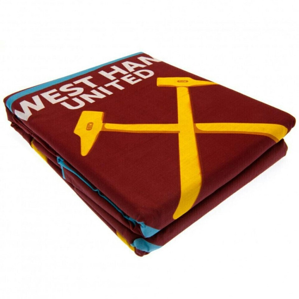 image 1 of West Ham United FC Reversible Duvet Cover Set - Claret Red/Sky Blue - Single