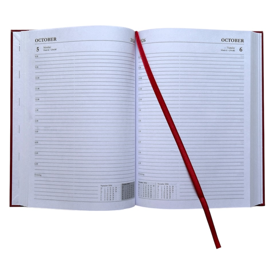 image 1 of Janrax 2026-2027 A5 Day Per Page Burgundy Academic Diary