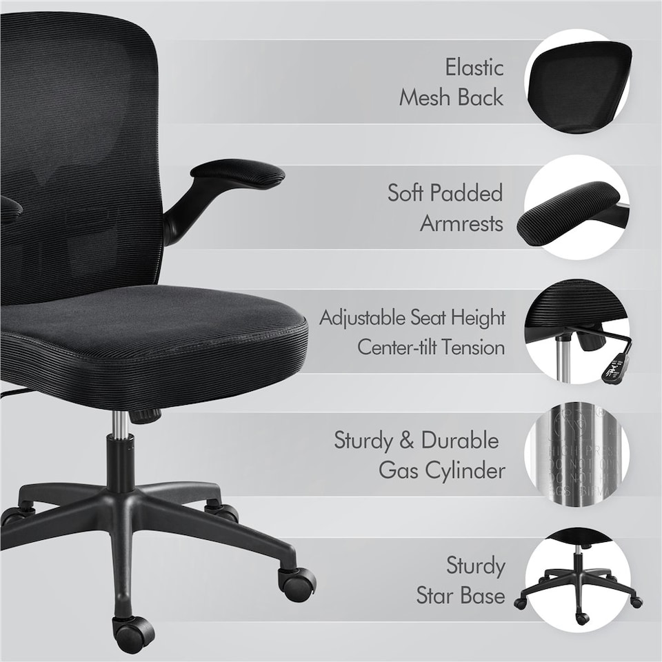 image 1 of Yaheetech Ergonomic Office Chair Adjustable Mesh Chair Black Black