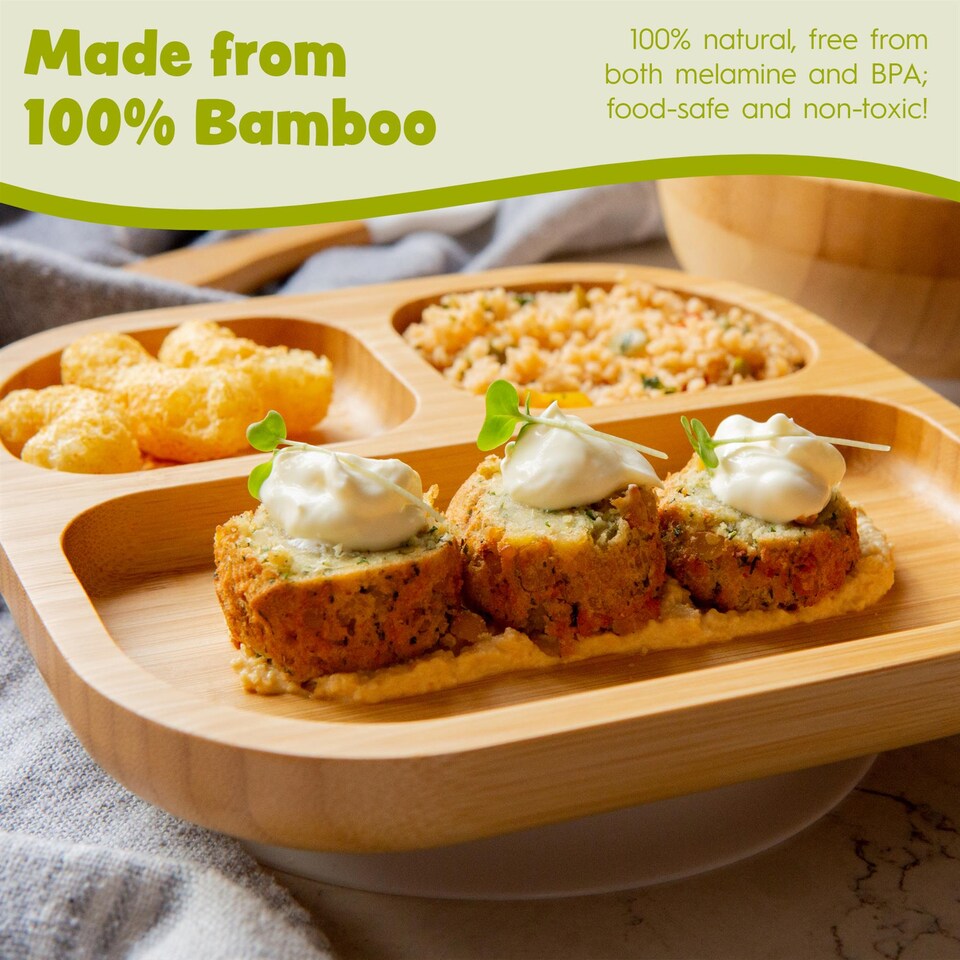 image 1 of Tiny Dining 5pc Bamboo Segmented Baby Weaning Set - Grey