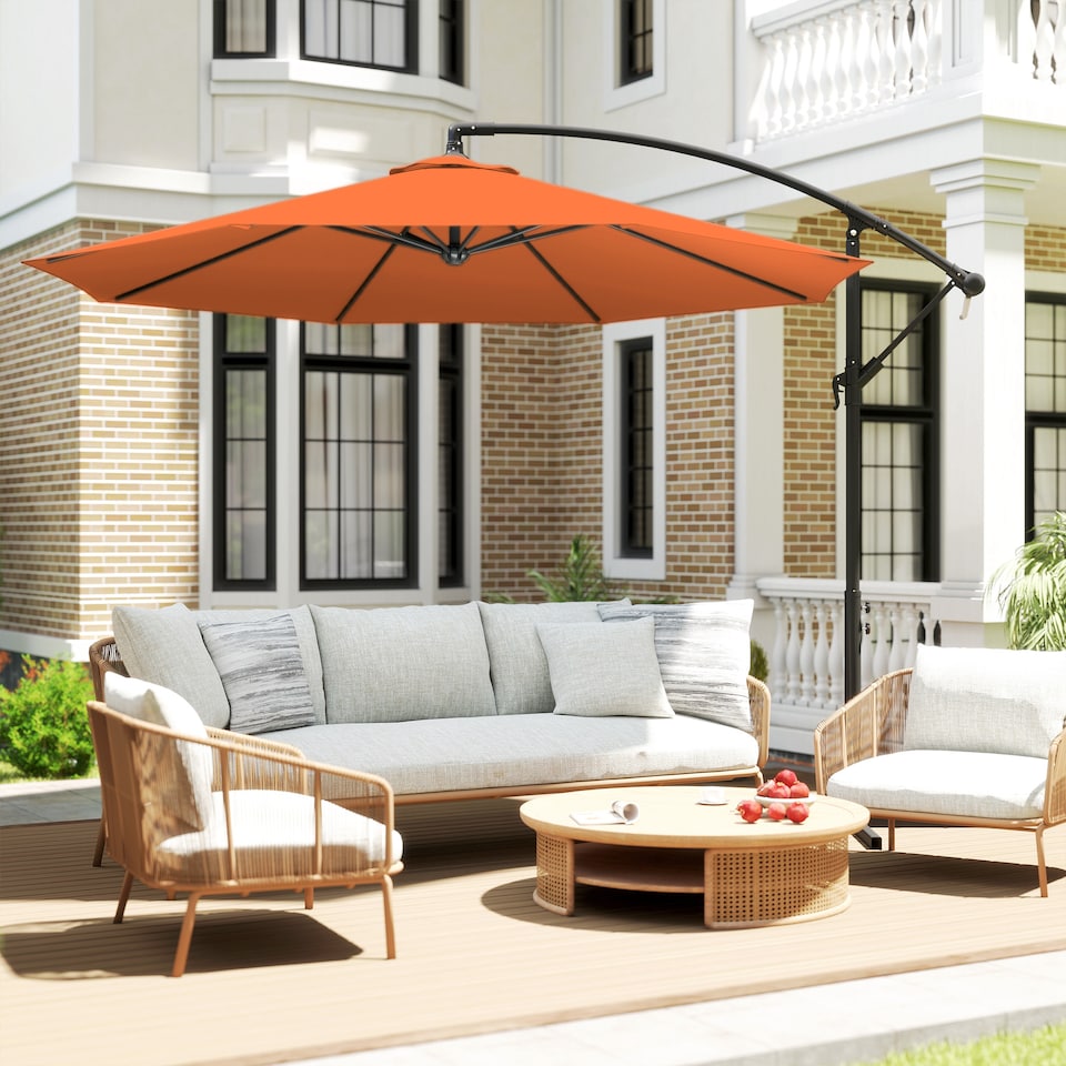 image 1 of Outsunny 3 m Cantilever Parasol, Offset Outdoor Umbrella with Crank Handle