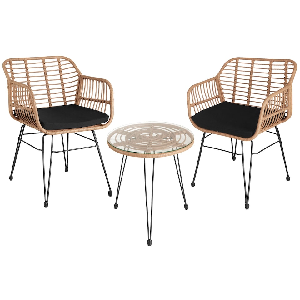 image 1 of Garden Table and Chairs Molfetta - 2 person bistro set, weather and UV-resistant | Cream | nature | 64,50 x 58 x 86,50 cm | 1
