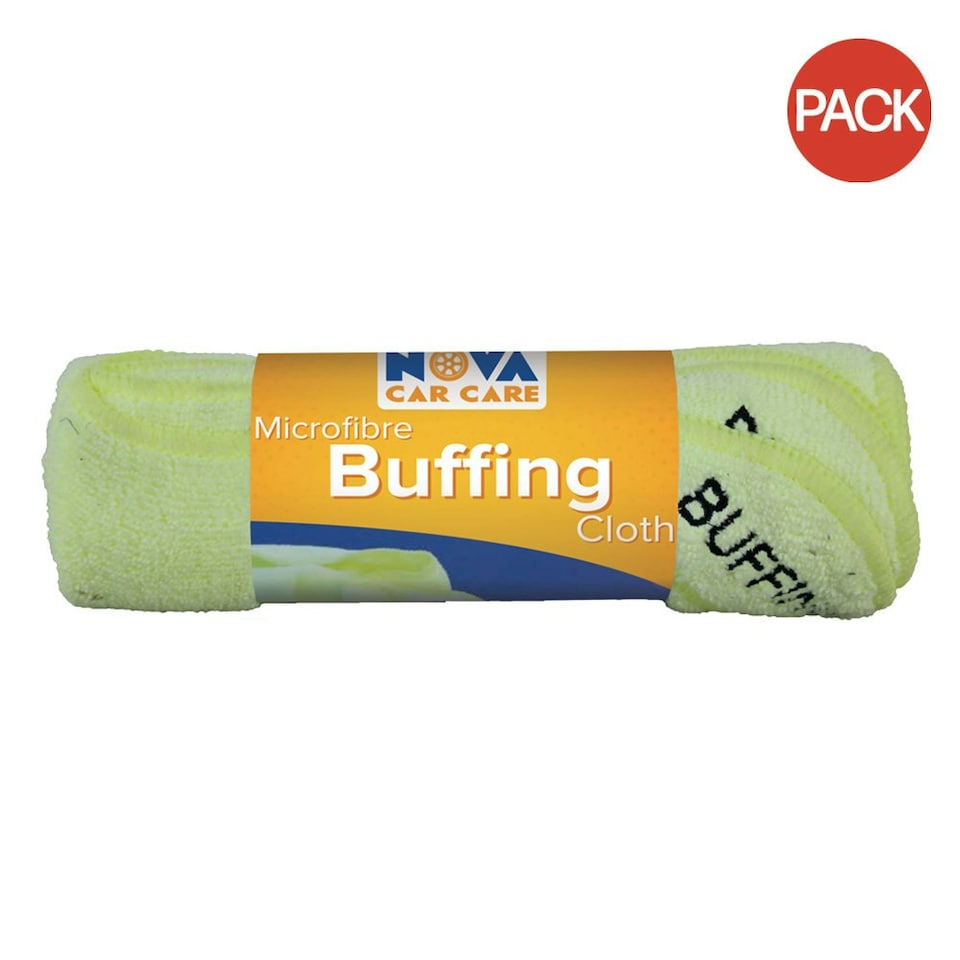 Nova Car Care Microfibre Buffing Cloth (Pack of 2) - Yellow - One Size